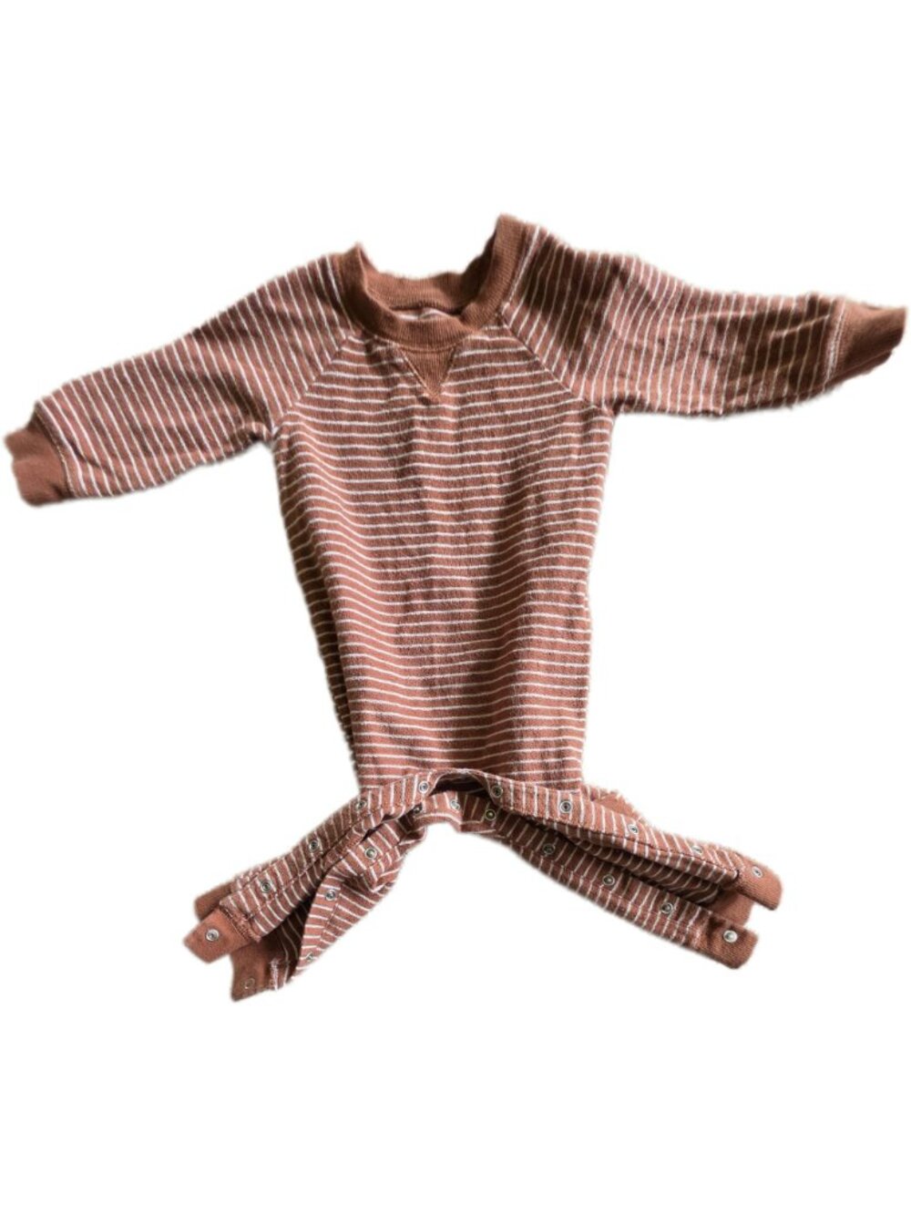 Carter's Brown Striped French Terry Romper Jumpsuit 18M Knee Patch - Picture 6 of 9